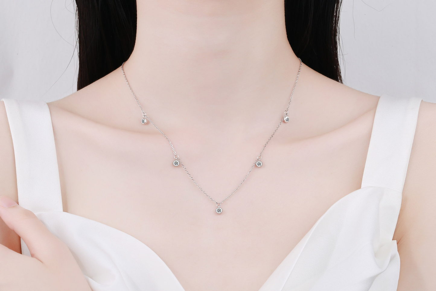 925 Sterling Silver Moissanite Minimalist Necklace