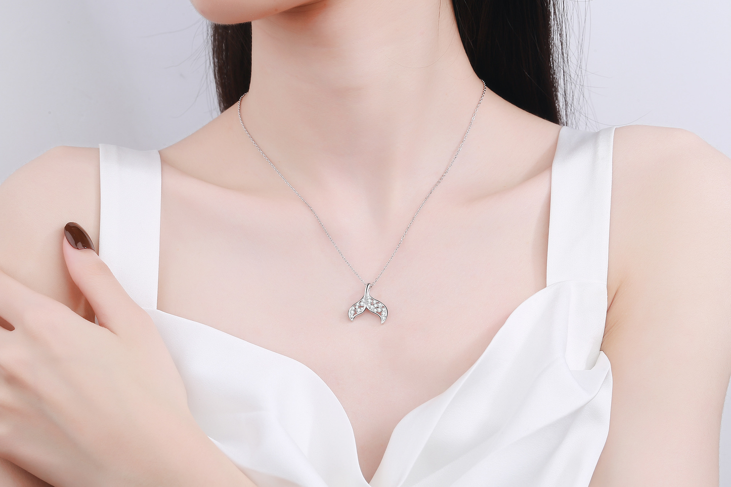 925 Sterling Silver Moissanite Mermaid tail Necklace