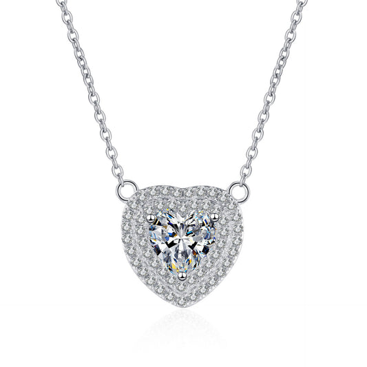 925 Sterling Silver Heart Cut Moissanite Necklace