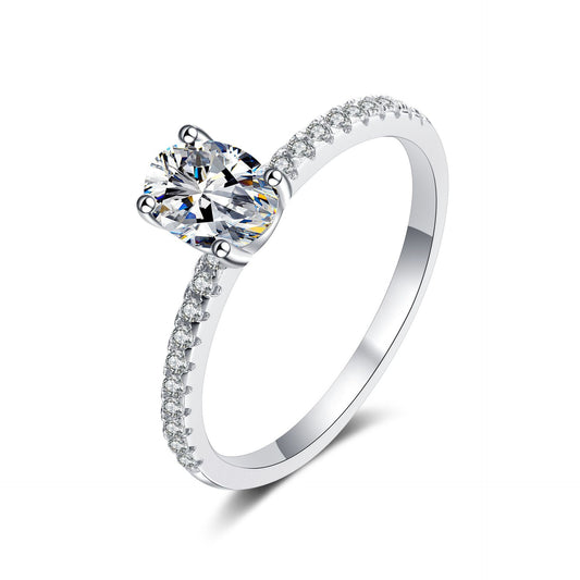 925 Sterling Silver Oval Moissanite Ring