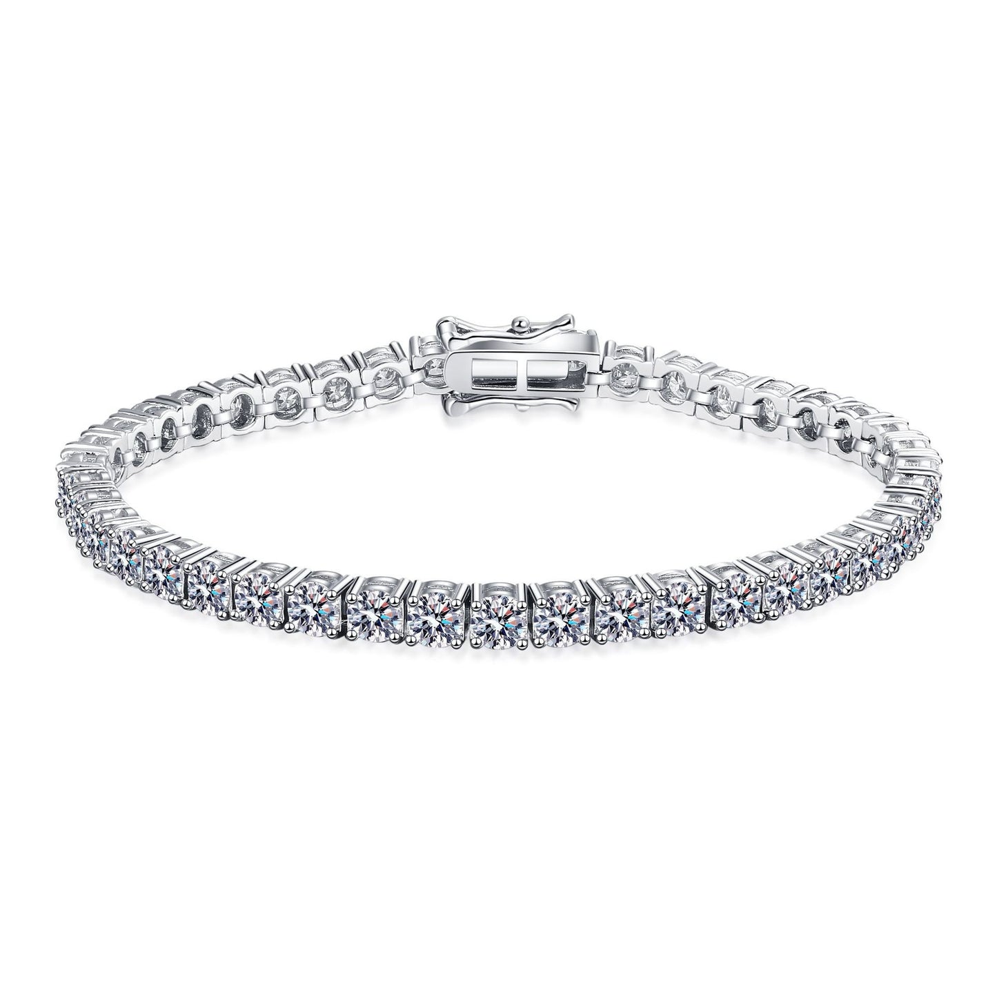 925 Sterling Silver Moissanite Four Claw Tennis Bracelet Plated PT950 for Women Girl