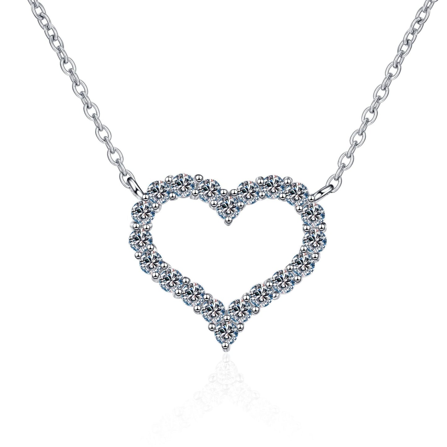 925 Sterling Silver Moissanite Heart Necklace