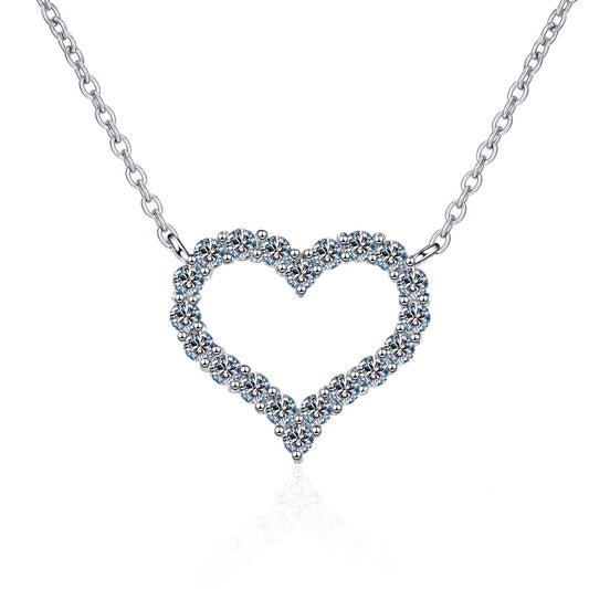 925 Sterling Silver Moissanite Heart Necklace