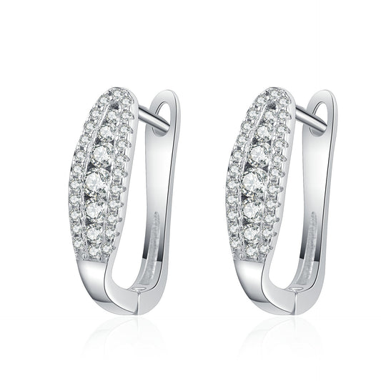 925 Sterling Silver Hoop Moissanite Classical Earrings