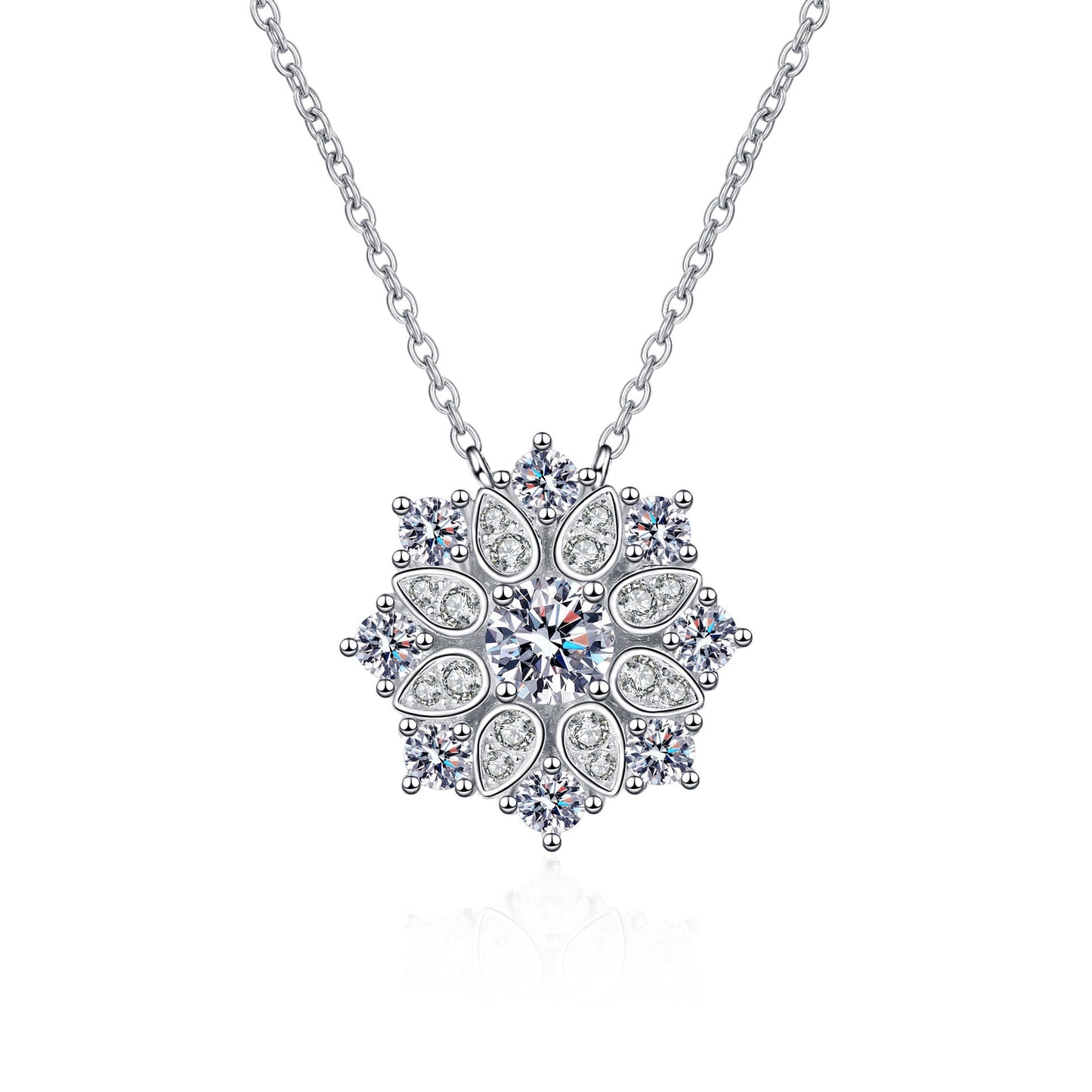 925 Sterling Silver Moissanite Sunflower Necklace