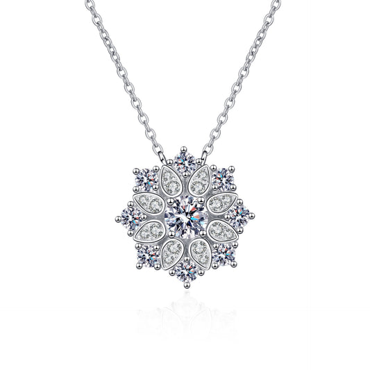 925 Sterling Silver Moissanite Sunflower Necklace