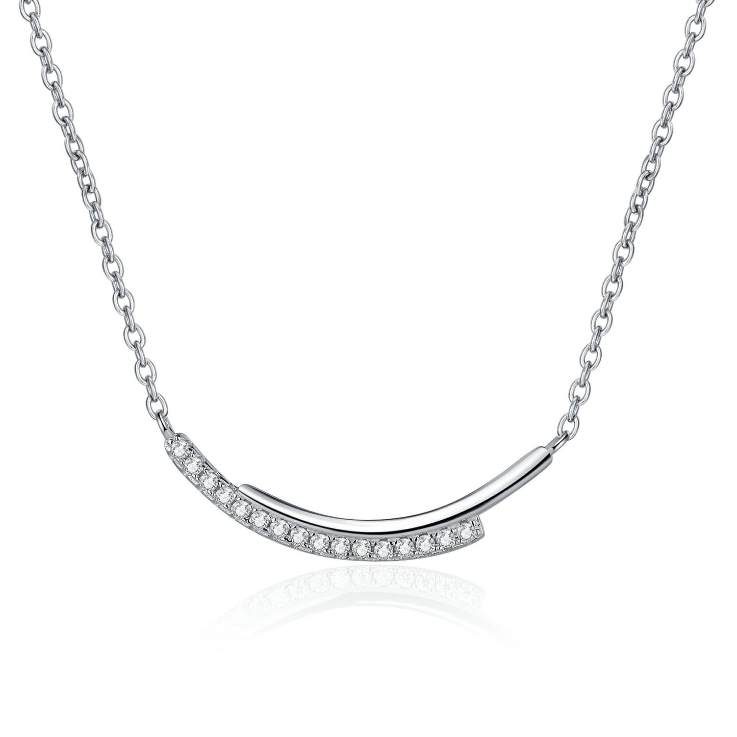 925 Sterling Silver Moissanite Smile Tennis Necklace