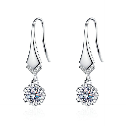 925 Sterling Silver Round Moissanite Hoop Earrings