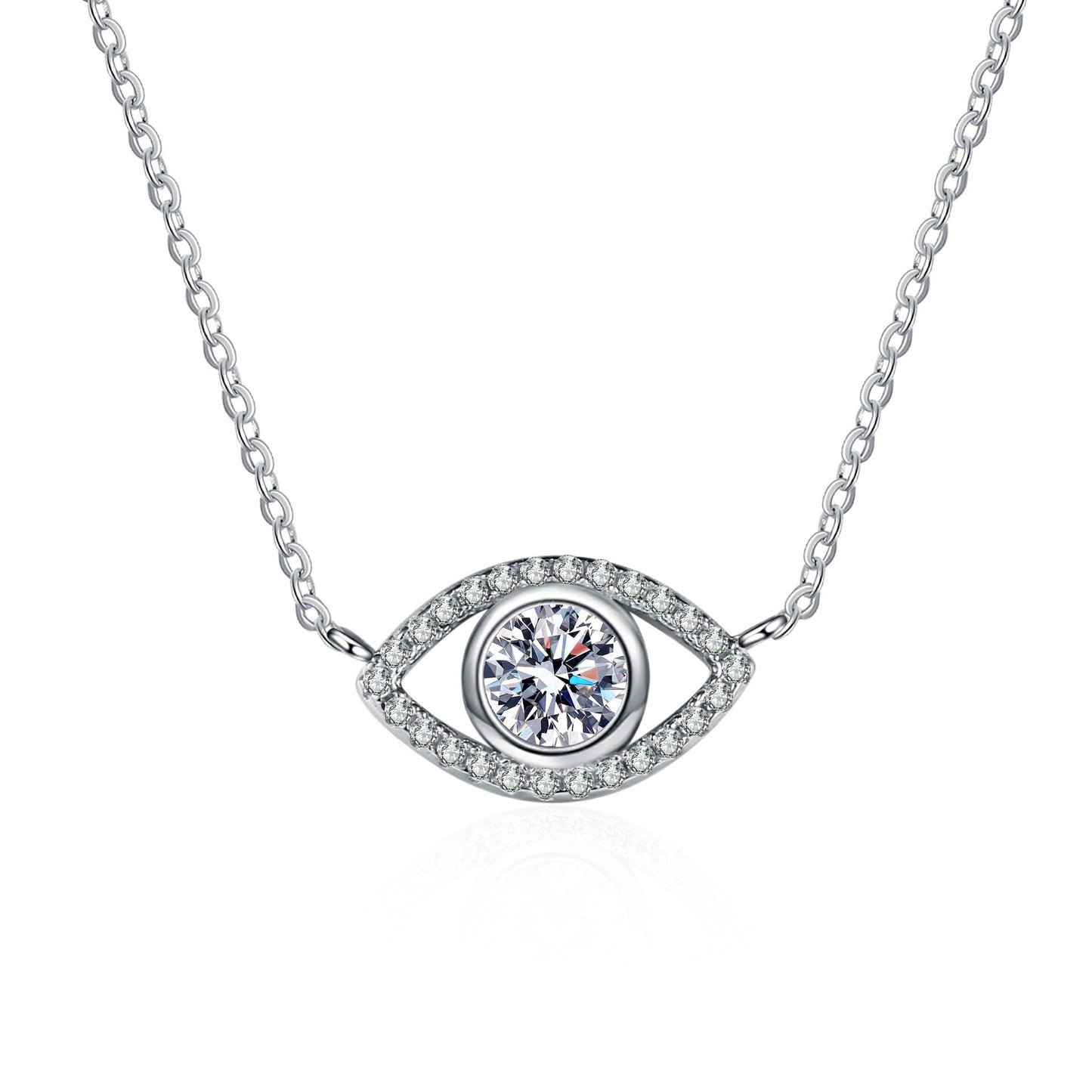 925 Sterling Silver Moissanite Eye Necklace