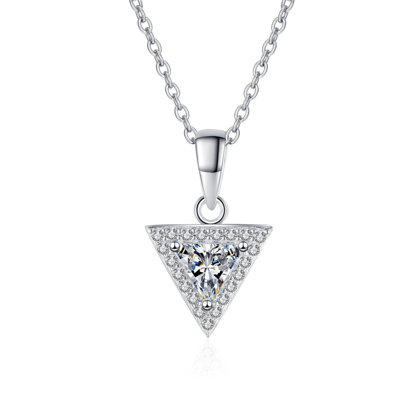 925 Sterling Silver Triangle Moissanite Pendant Necklace