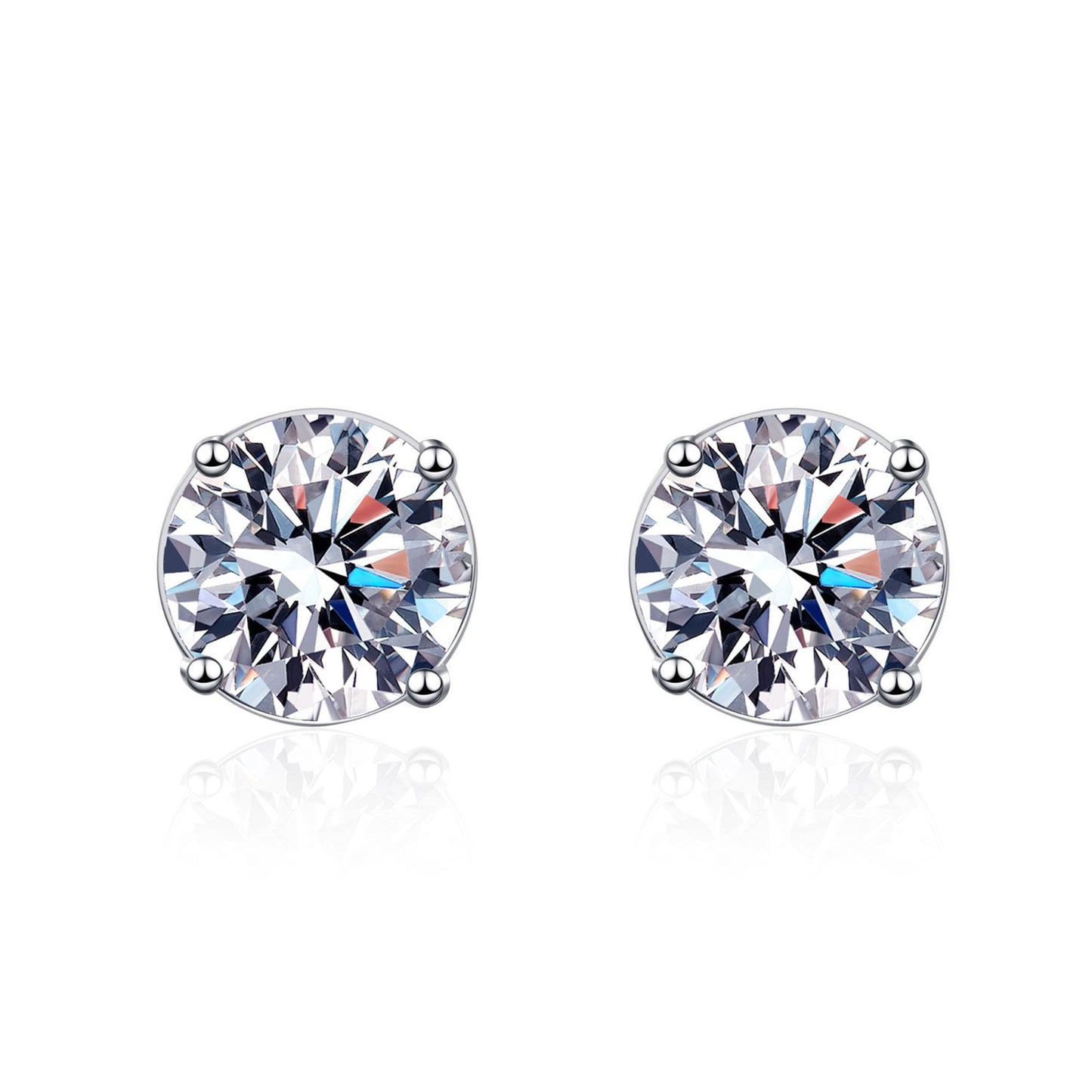 925 Sterling Silver Round Dainty Moissanite Stud Earrings