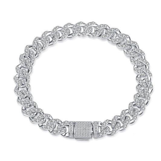 925 Sterling Silver Moissanite Cube Link Luxury Bracelet for Unisex