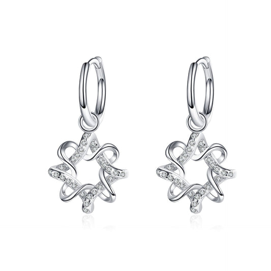 925 Sterling Silver Moissanite Flower Hoop Earrings