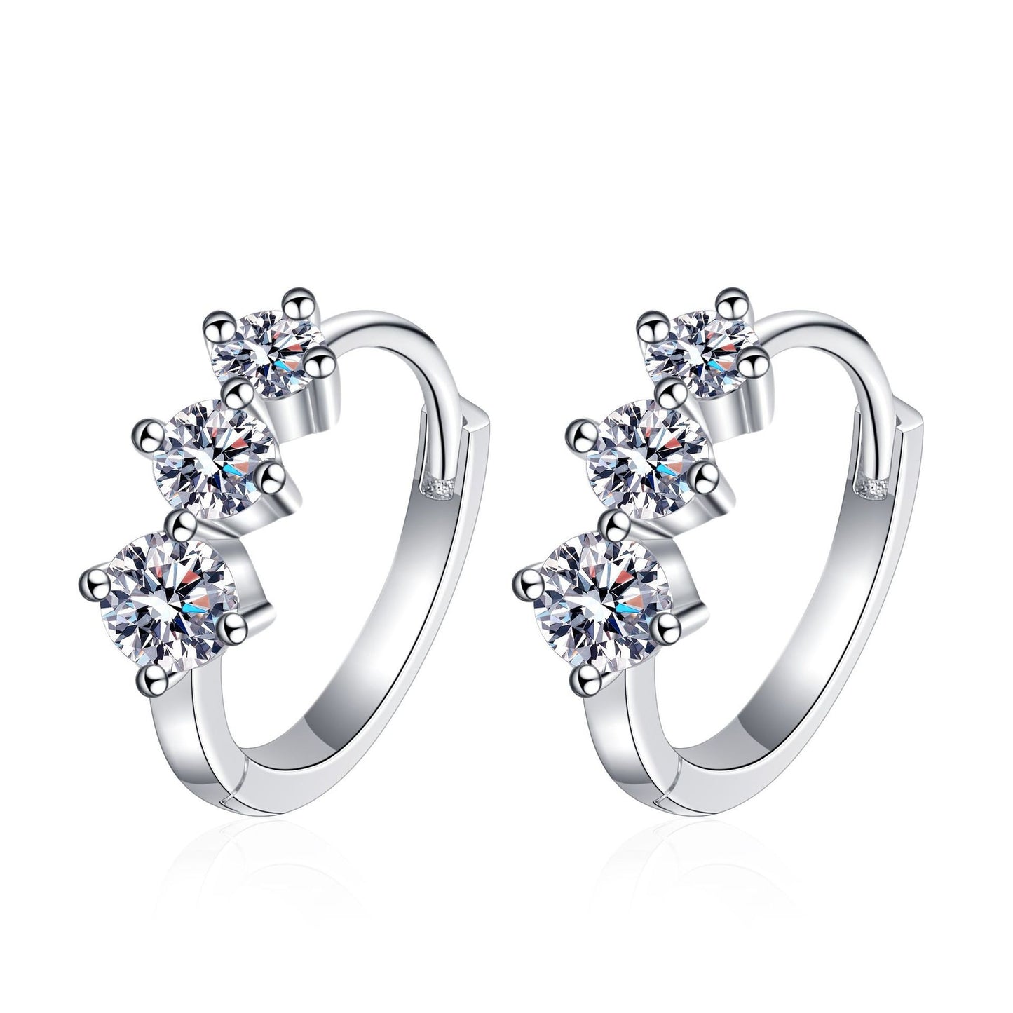 925 Sterling Silver Moissanite Classical Hoop Earrings