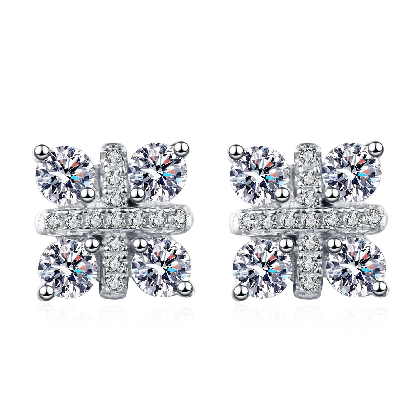 925 Sterling Silver Cross Moissanite Stud Earrings