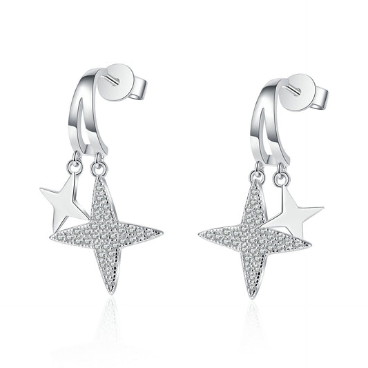 925 Sterling Silver Moissanite Stars Stud Earrings