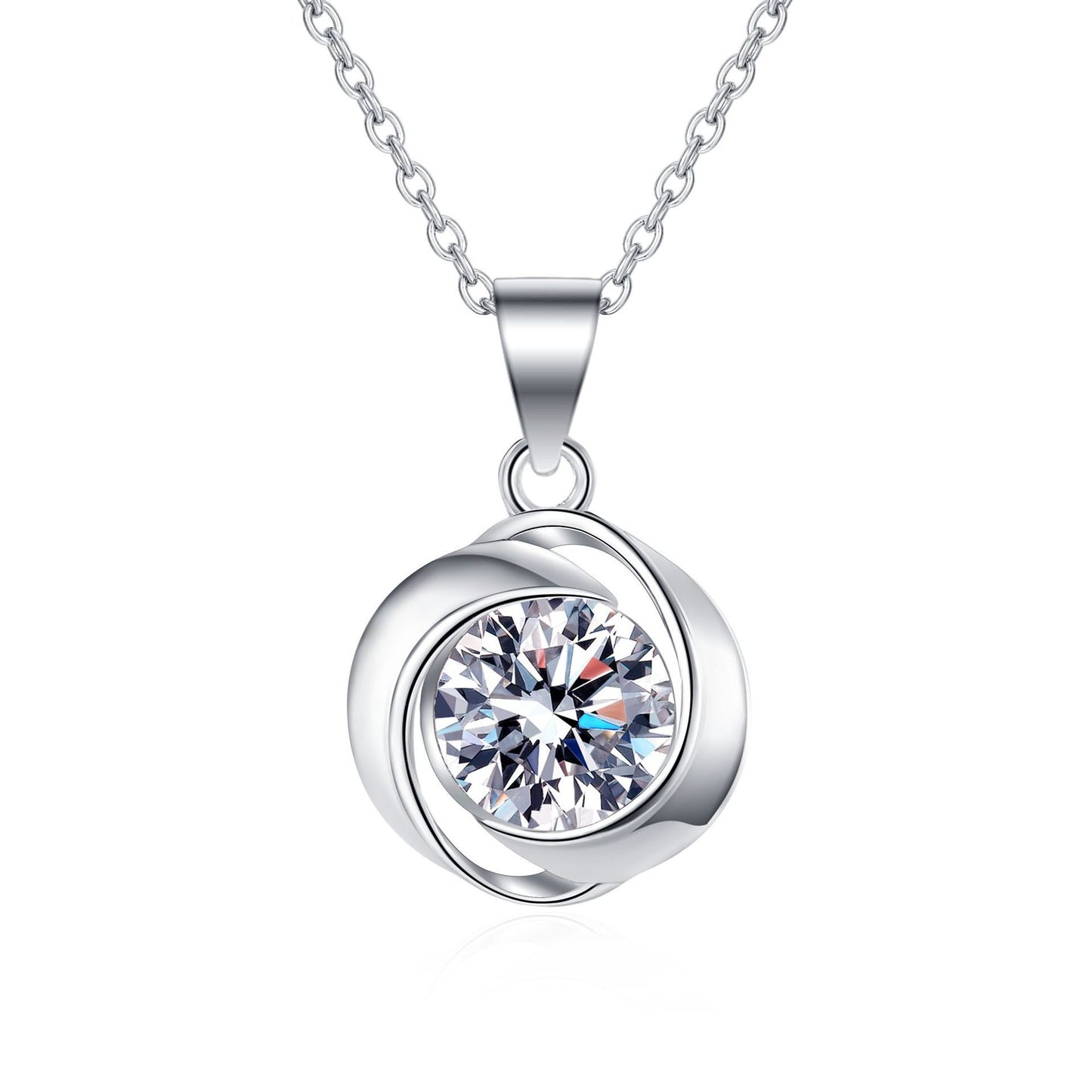 925 Sterling Silver Moissanite Flower Circling Necklace