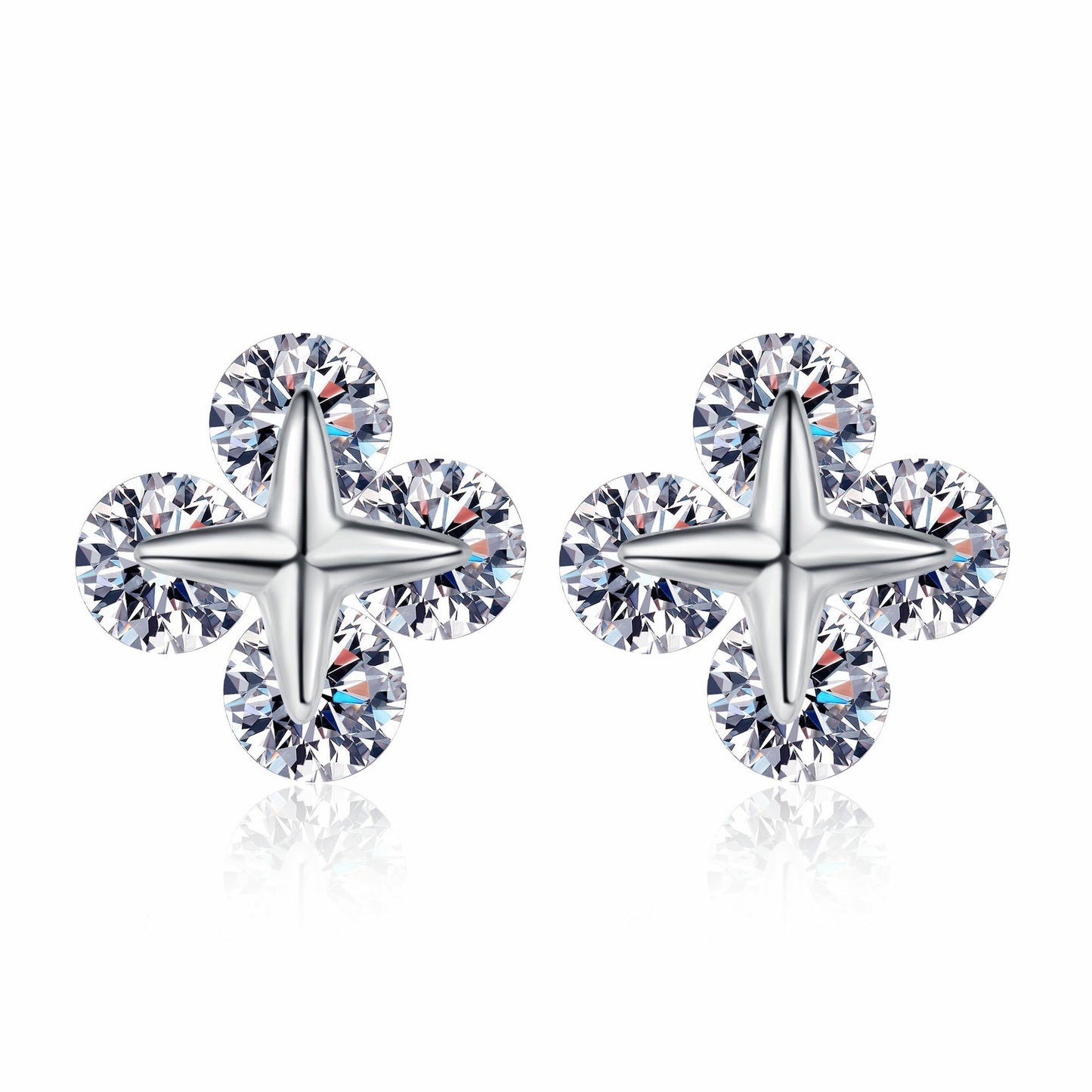 925 Sterling Silver Moissanite Cross Stud Earrings