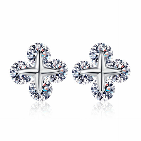 925 Sterling Silver Moissanite Cross Stud Earrings