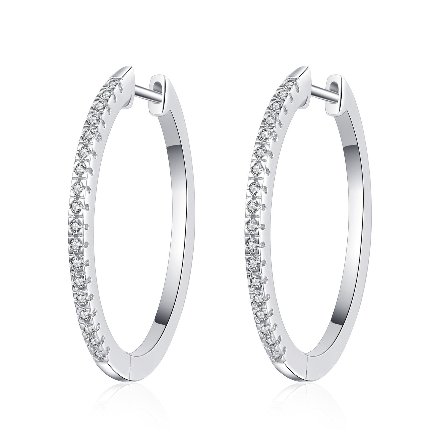 925 Sterling Silver Big Hoop Moissanite Earrings