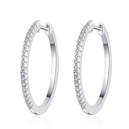 925 Sterling Silver Big Hoop Moissanite Earrings