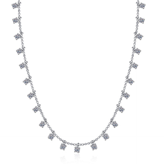 925 Sterling Silver Moissanite Tassel Necklace