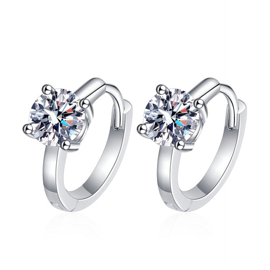 925 Sterling Silver Hoop Moissanite Dangle Earrings