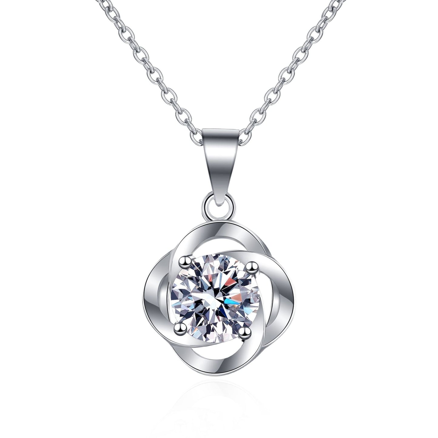 925 Sterling Silver Moissanite Flower Necklace