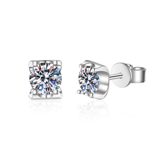 925 Sterling Silver Geometric Simple Moissanite Stud Earrings