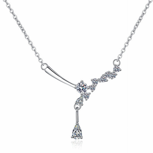 925 Sterling Silver Drop Moissanite Necklace