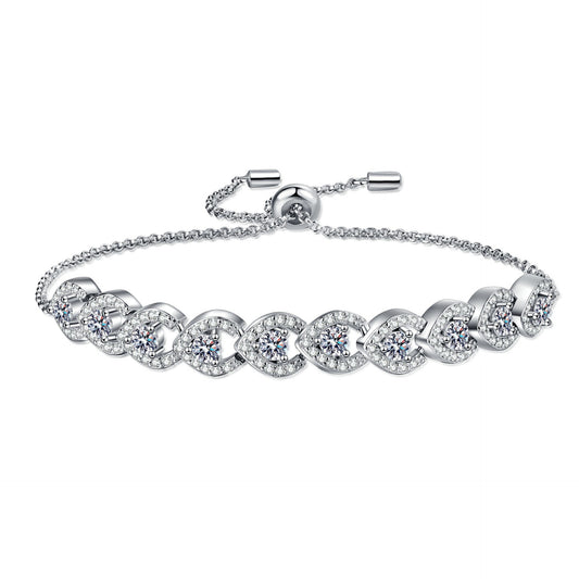 925 Sterling Silver Adjustable Moissanite Tennis Bracelet for Women Girl