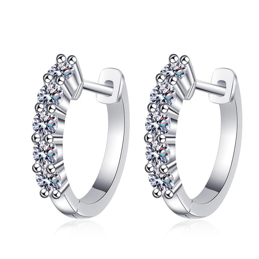 925 Sterling Silver Minimalist Moissanite Hoop Earrings