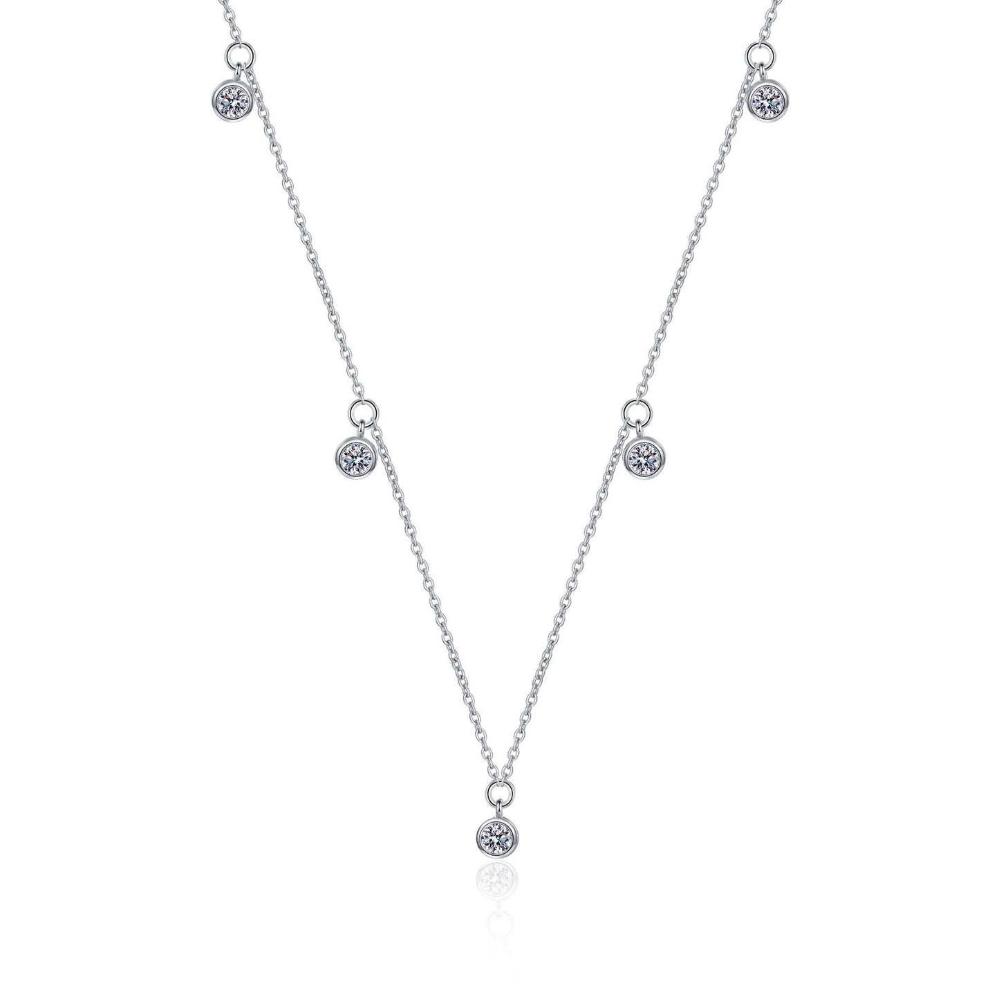 925 Sterling Silver Moissanite Minimalist Necklace