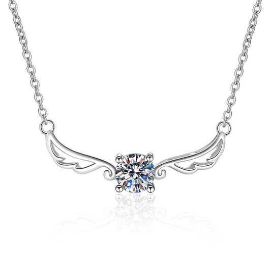 925 Sterling Silver Moissanite Wings Necklace