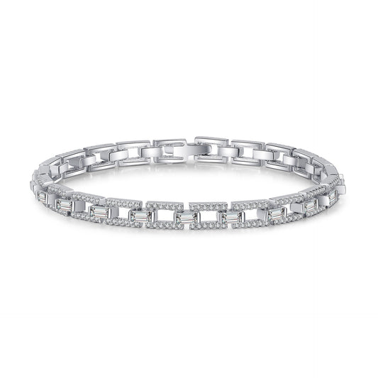 925 Sterling Silver Moissanite Link Chain Luxury Bracelet for Unisex