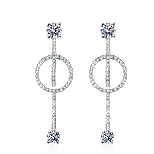 925 Sterling Silver Moissanite Irregular Long Post Earrings