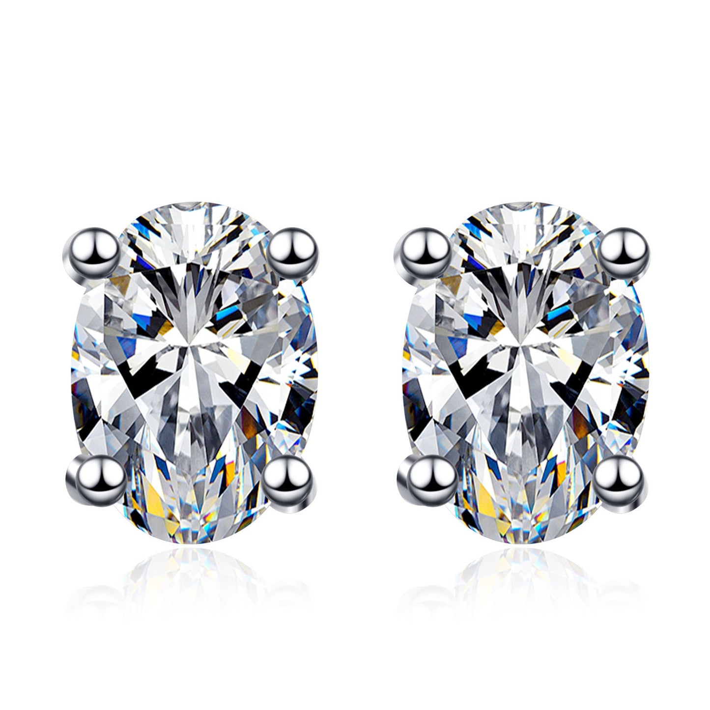 925 Sterling Silver Oval Moissanite Stud Earrings