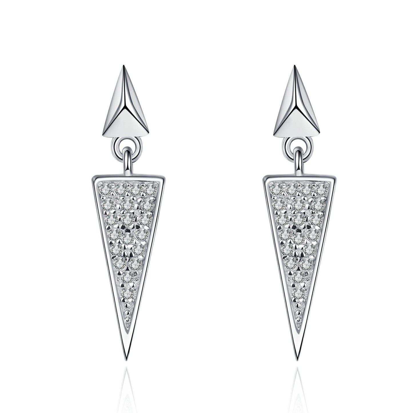 925 Sterling Silver Moissanite Long Triangle Post Earrings