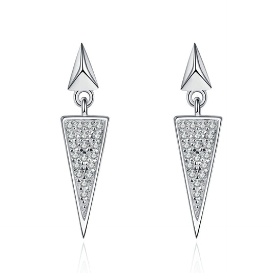 925 Sterling Silver Moissanite Long Triangle Post Earrings