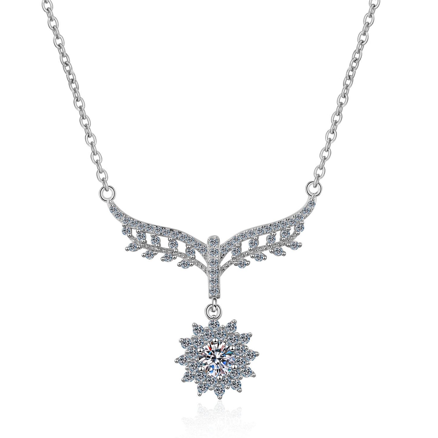 925 Sterling Silver Moissanite Luxury Flower Necklace