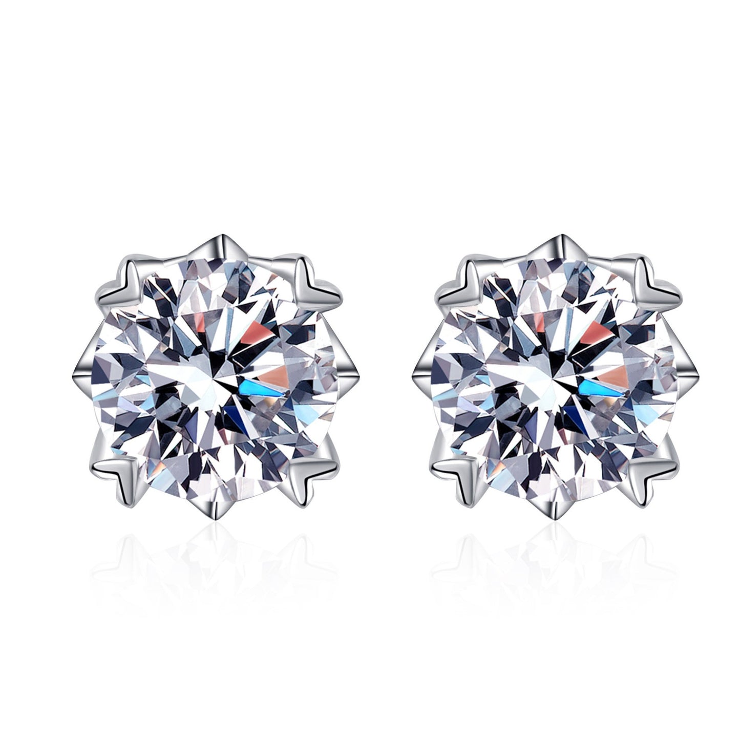 925 Sterling Silver Round Moissanite Simple Stud Earrings