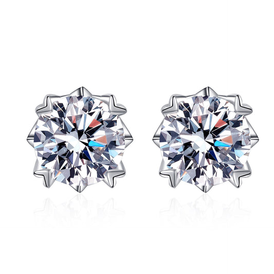 925 Sterling Silver Round Moissanite Simple Stud Earrings