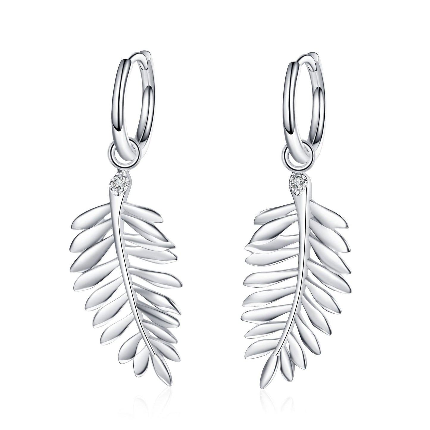 925 Sterling Silver Moissanite Leaf Hanging Earrings