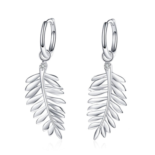 925 Sterling Silver Moissanite Leaf Hanging Earrings