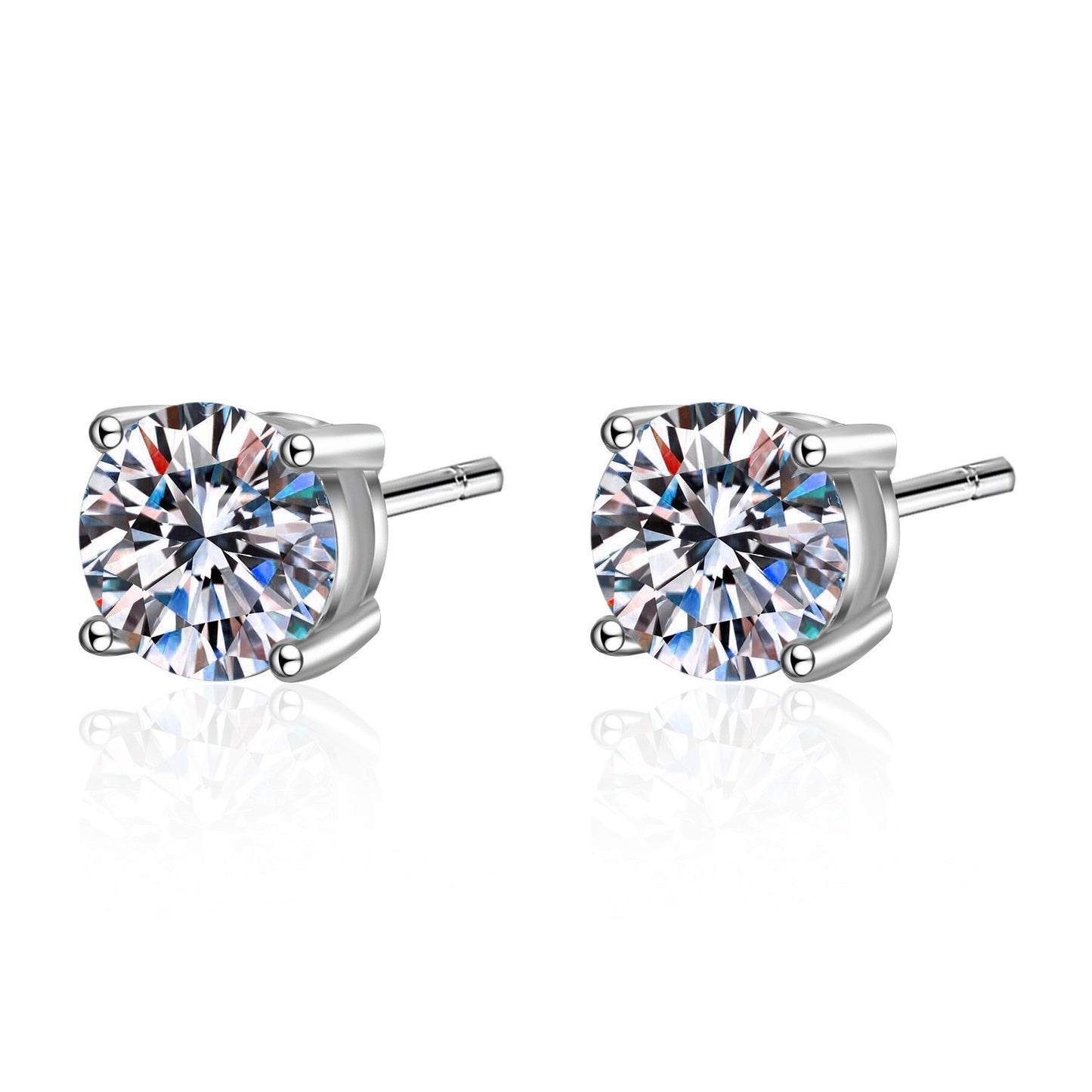 925 Sterling Silver Four Claws Moissanite Classical Stud Earrings