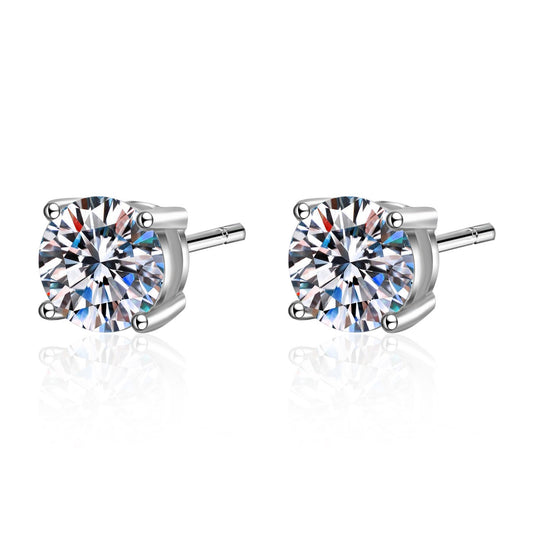 925 Sterling Silver Four Claws Moissanite Classical Stud Earrings