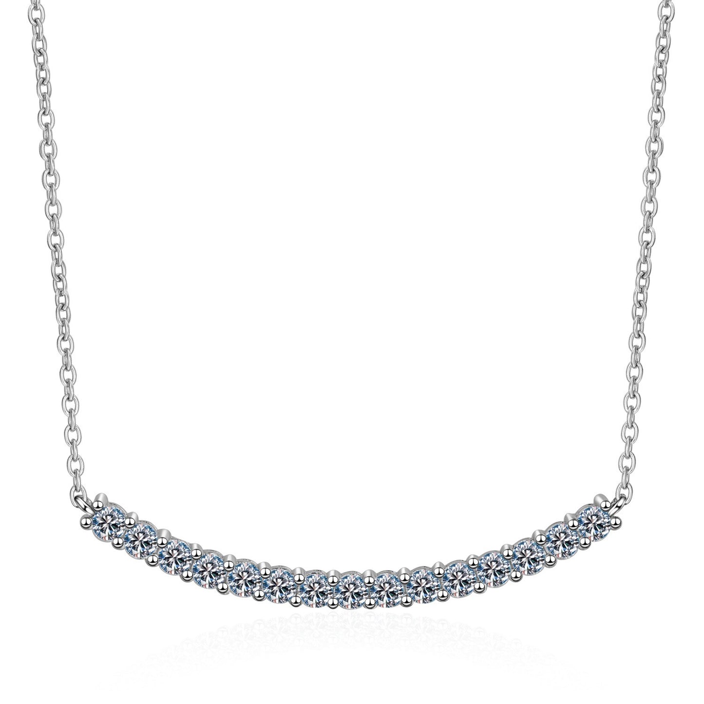 925 Sterling Silver Moissanite Smile Necklace