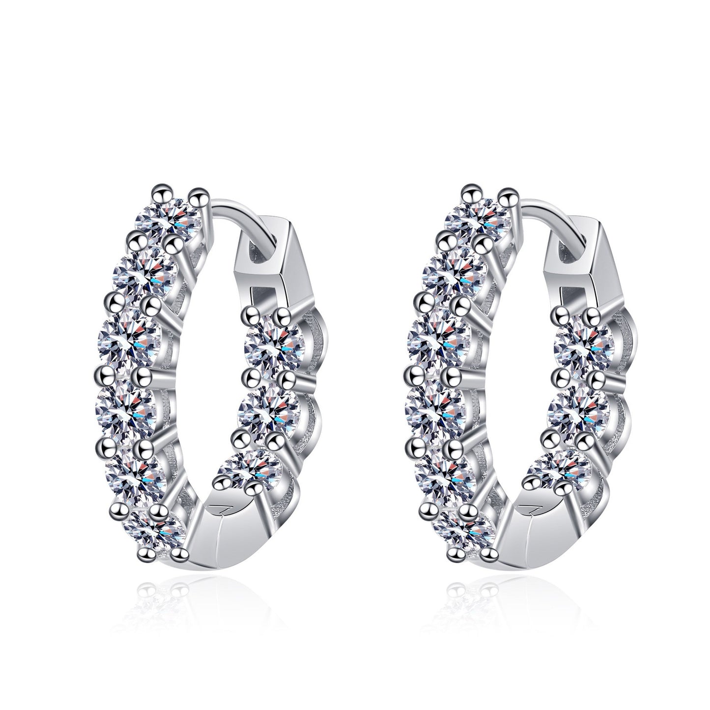 925 Sterling Silver D Color Moissanite Hoop Earrings