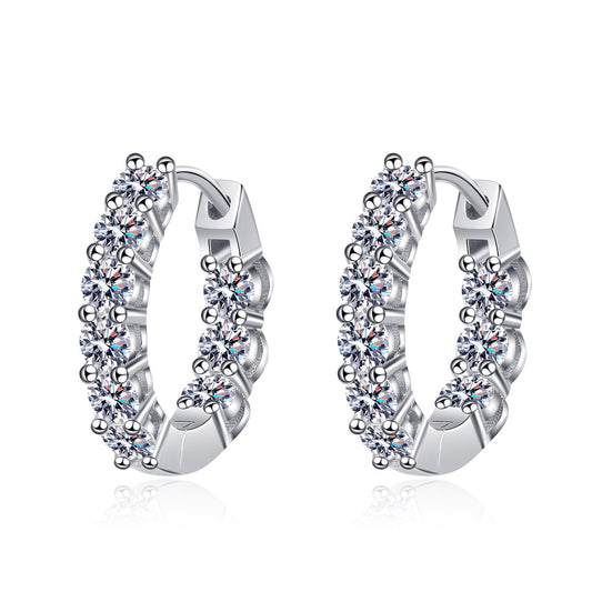 925 Sterling Silver D Color Moissanite Hoop Earrings