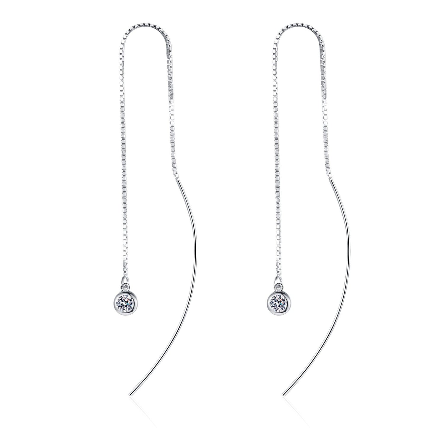 925 Sterling Silver Moissanite Wire Drop Earrings